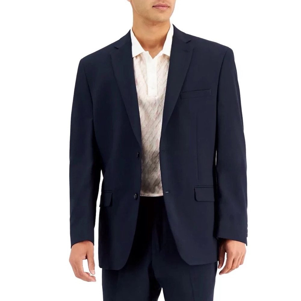 Marc New York Andrew Mens Blazer Size 42 Regular Blue Two Button Stretch Jacket